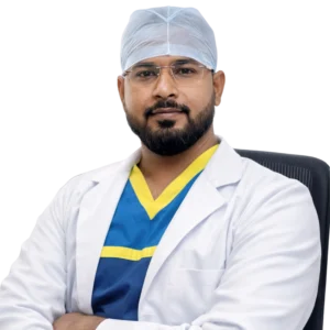 Dr. Sumit Kumar Jha performing complex orthopaedic surgery using C-arm technology in Siliguri.